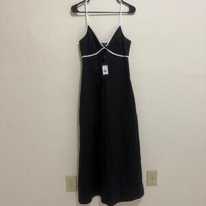 Rails Jessca Black Contrast Trim Midi Slip Dress Size Small